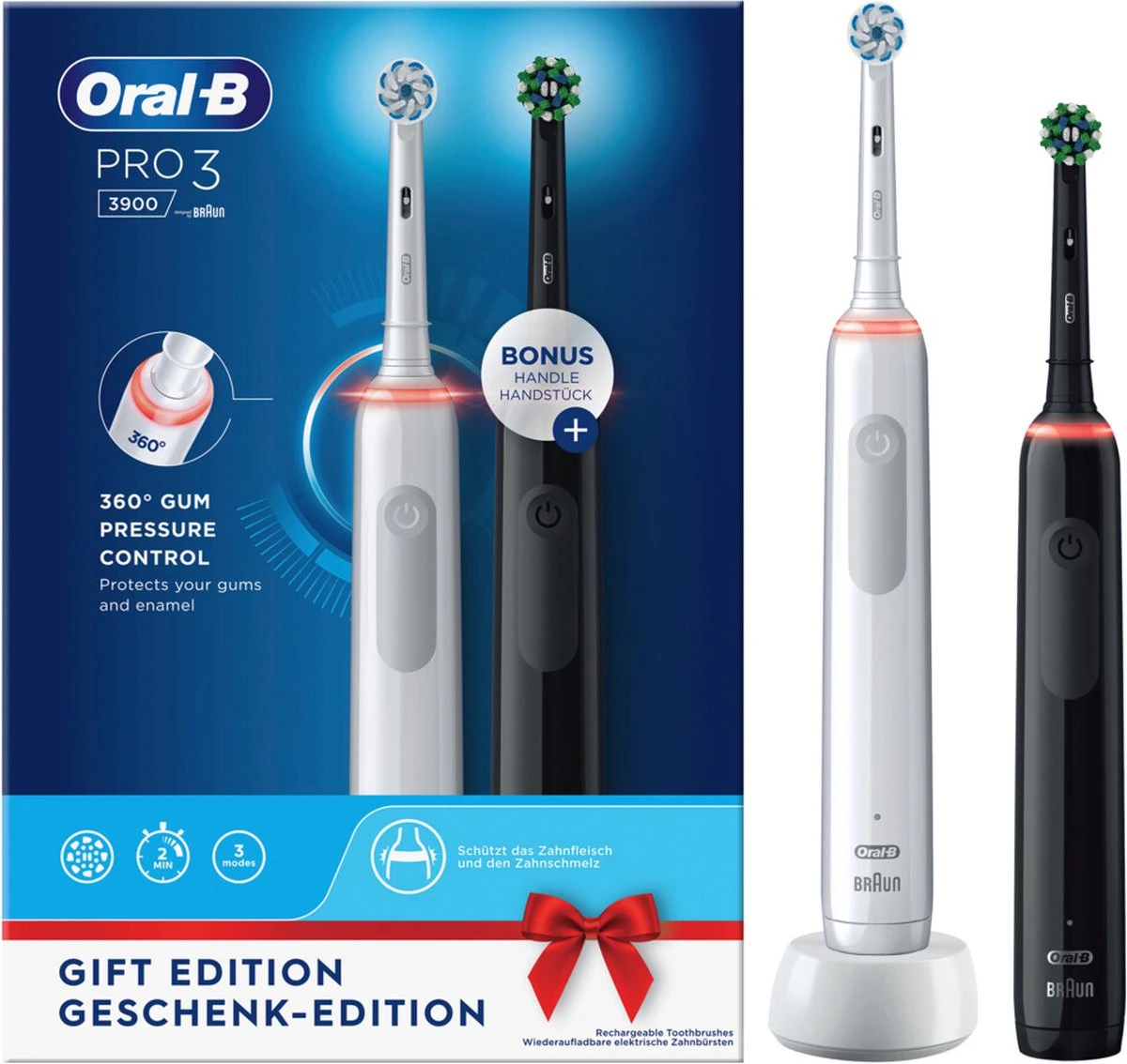 Oral B Oral-B Pro 3 3900 - Elektrische Tandenborstel - Duoverpakking 2 Stuks 3 Oral B Oral-B Pro 3 3900 - Elektrische Tandenborstel - Duoverpakking 2 Stuks