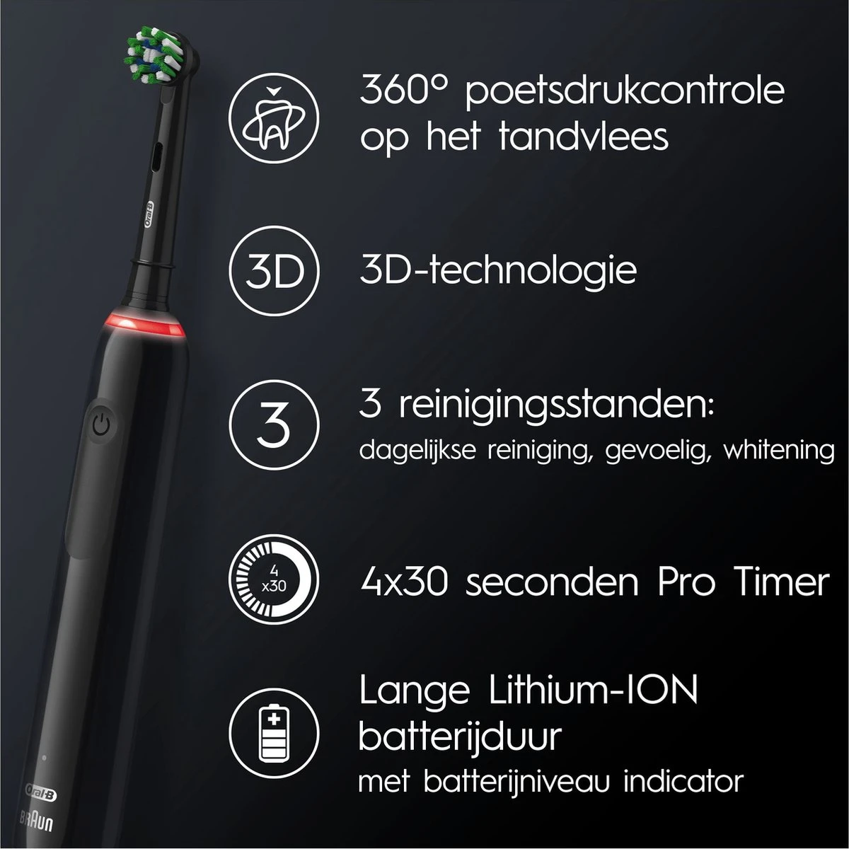 Oral B Oral-B Pro 3 3000 - Elektrische Tandenborstel - Zwart 8 Oral B Oral-B Pro 3 3000 - Elektrische Tandenborstel - Zwart - Afbeelding 6