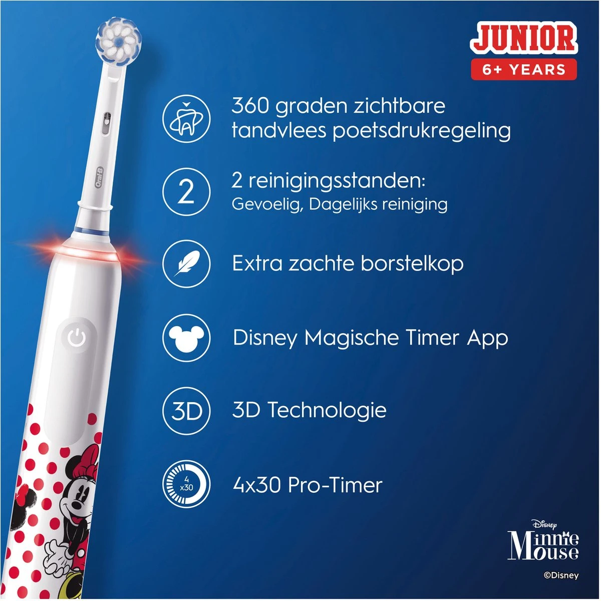 Oral B Oral-B Junior Elektrische Tandenborstel - Minnie 7 Oral B Oral-B Junior Elektrische Tandenborstel - Minnie - Afbeelding 5