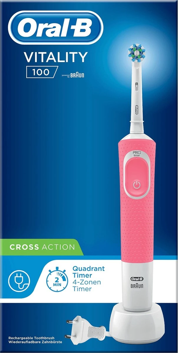 Oral B Oral-B Vitality 100 Roze CrossAction - Elektrische Tandenborstel - Powered By Braun 9 Oral B Oral-B Vitality 100 Roze CrossAction - Elektrische Tandenborstel - Powered By Braun - Afbeelding 7
