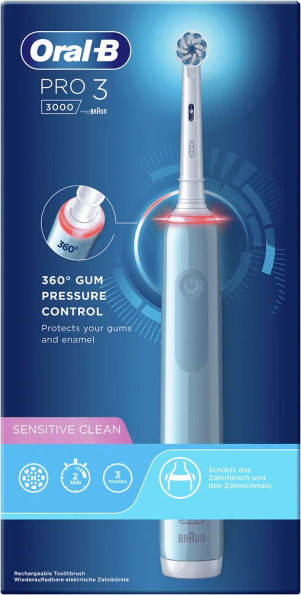 Oral B Oral-B Pro 3 - 3000 - Elektrische Tandenborstel - Ontworpen Door Braun - Blauw 4 Oral B Oral-B Pro 3 - 3000 - Elektrische Tandenborstel - Ontworpen Door Braun - Blauw - Afbeelding 2
