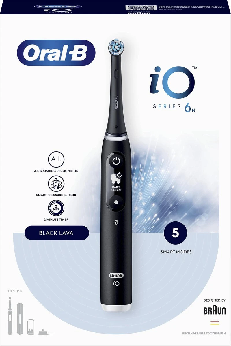 Oral B IO 6N - SMILE Black Lava Elektrische Tandenborstel Ontworpen Door Braun 18 Oral B IO 6N - SMILE Black Lava Elektrische Tandenborstel Ontworpen Door Braun - Afbeelding 16