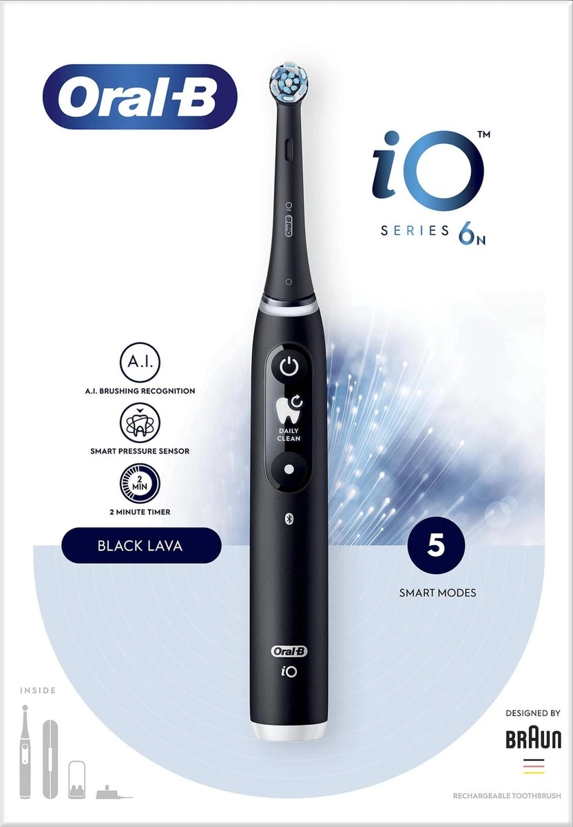 Oral B IO 6N - SMILE Black Lava Elektrische Tandenborstel Ontworpen Door Braun 13 Oral B IO 6N - SMILE Black Lava Elektrische Tandenborstel Ontworpen Door Braun - Afbeelding 11
