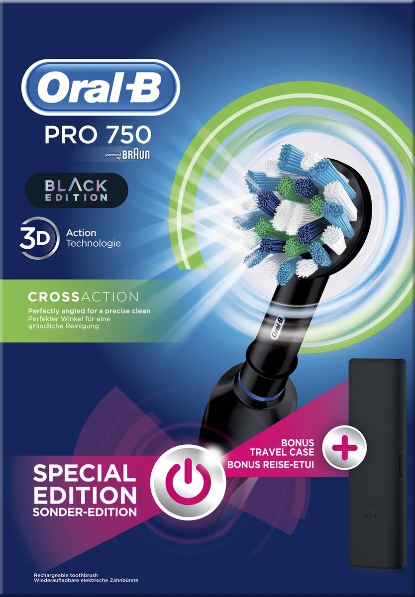 Oral B Oral-B PRO 750 - Elektrische Tandenborstel - Zwart 4 Oral B Oral-B PRO 750 - Elektrische Tandenborstel - Zwart - Afbeelding 2