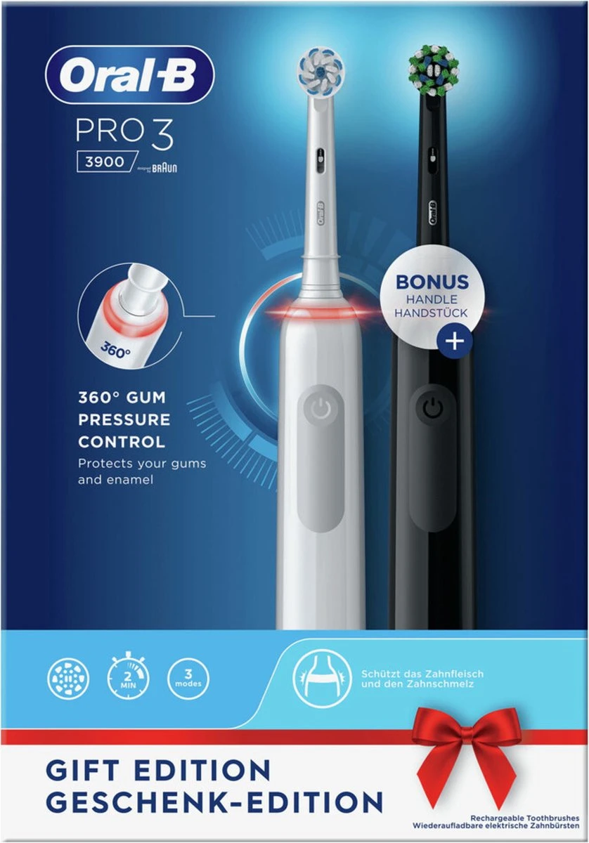 Oral B Oral-B Pro 3 3900 - Elektrische Tandenborstel - Duoverpakking 2 Stuks 14 Oral B Oral-B Pro 3 3900 - Elektrische Tandenborstel - Duoverpakking 2 Stuks - Afbeelding 12