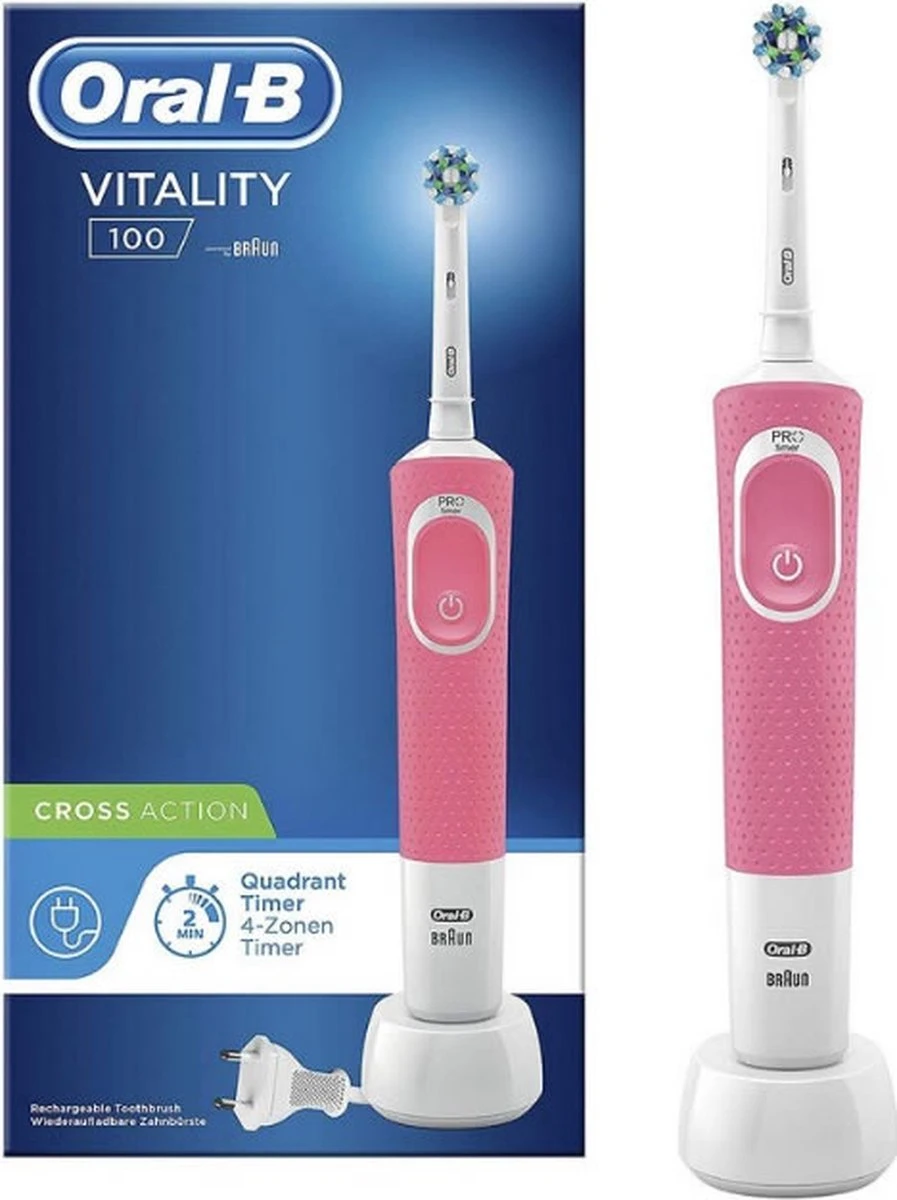 Oral B Oral-B Vitality 100 Roze CrossAction - Elektrische Tandenborstel - Powered By Braun 12 Oral B Oral-B Vitality 100 Roze CrossAction - Elektrische Tandenborstel - Powered By Braun - Afbeelding 10